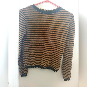 Zara Striped Black and Brown Sweater